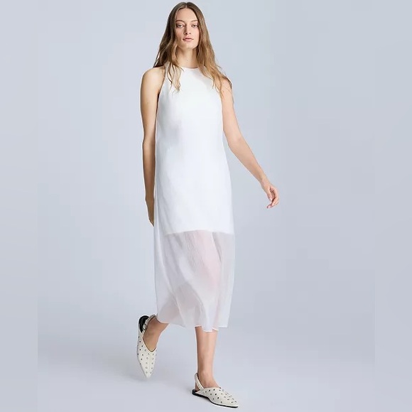 Kenneth Cole Women's Sheer-Overlay White Midi Dress - Picture 2 of 10